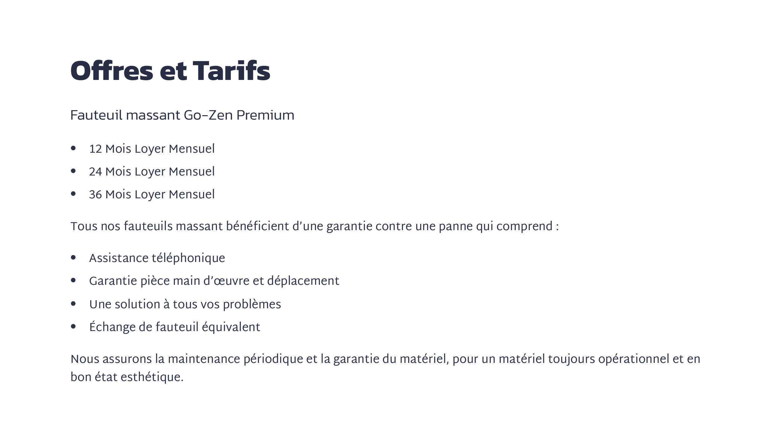 Offres et tarifs